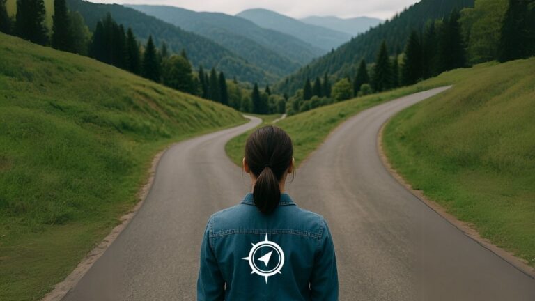 Chica joven decide el camino de su empleabilidad para elegir orientar-te