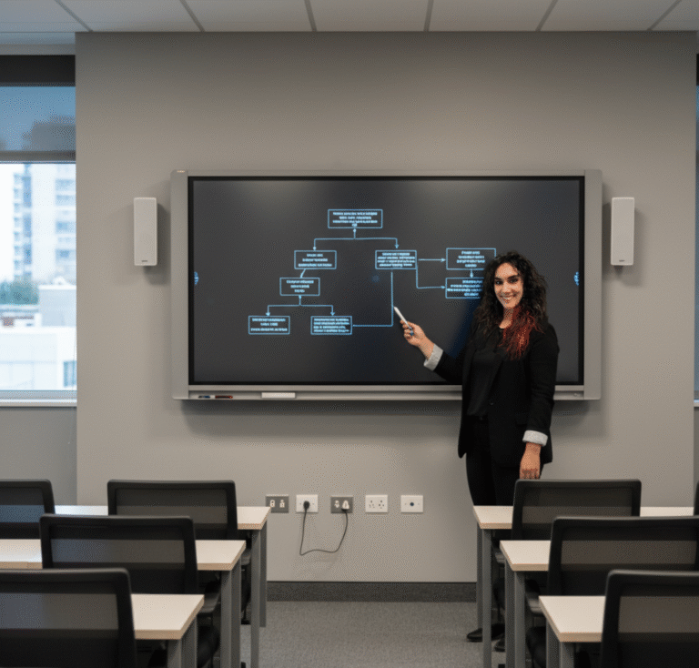 Marta López sesión de orientación en clase aplicando IA